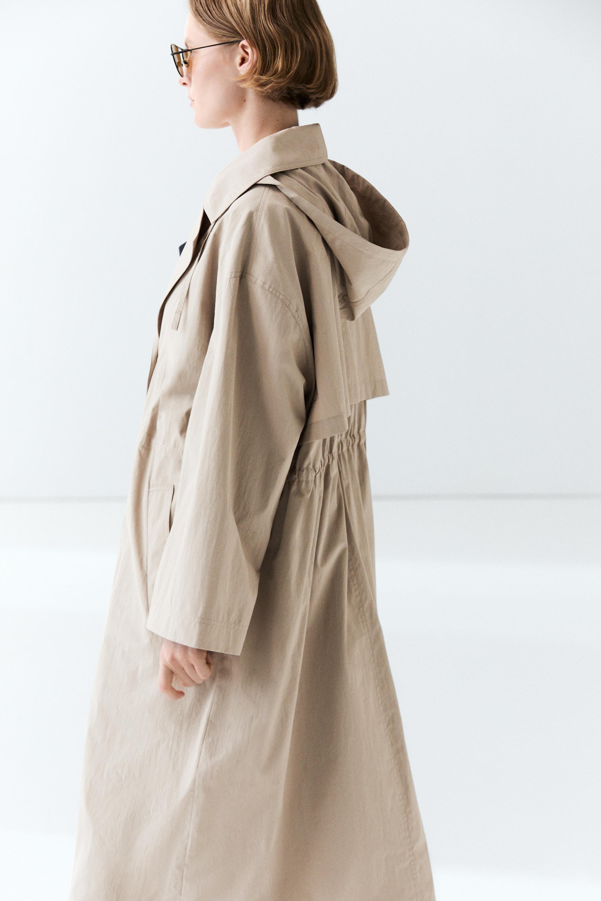 Cotton blend technical trench coat